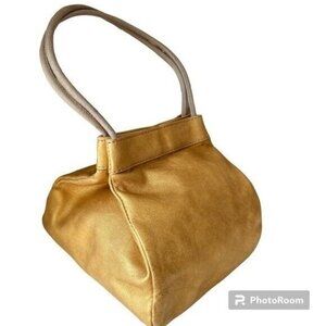 Rejina Pyo Rita Gold Tone Metallic Leather Small Tote Bucket Bag